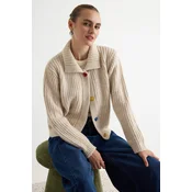 Trendyol ženski duks Soft Textured Special Button Knitwear Cardigan, bež