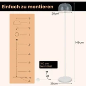 Costway Stojalna svetilka 146 cm s stikalom za nogo in grlom E27