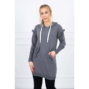 Dress with decorative ruffles and a graphite hood