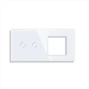 ELEKTRO SMART ELEKTRO SMART stakleni panel za prekidace x2 + jednostruki okvir za module s metalnim nosacem, bijeli ES-G157.2G1F-WT