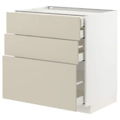 METOD / MAXIMERA Pod.elem.3front/2dnj/1srd/1vis.fiok, bela/Havstorp bež, 80x60 cm