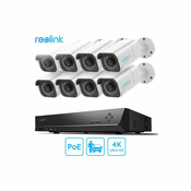 Reolink RLK16-800B8-A varnostni komplet, 1x NVR snemalna enota (4TB) + 8x IP kamera B800, zaznavanje gibanja/oseb/vozil, 4K Ultra HD, IR LED luči, snemanje zvoka, aplikacija, IP66 vodoodpornost