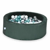 shumee Suhi bazen 90x30 Corduroy Green 200 kroglic: bela, srebrna, kovinsko turkizna