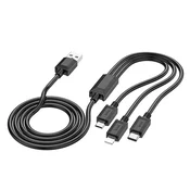Hoco Kabel 3 v 1 USB-A na Lightning/Micro USB/USB-C Hoco 2A X74, 1 m, črn