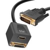 LINQ LinQ, Video adapter DVID moški z DVID žensko in HDMI žensko, Črna, (5000191805)