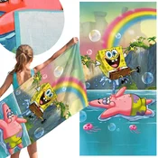 Nickelodeon Spongebob Barvit, HITROSUŠEČ brisača za plažo, kopalna brisača, 100% BOMBAŽ 70x140 cm OEKO-TEX