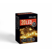 ZELUX Novoletne lučke na baterije 20 LED 2m toplo bele zelen kabel 2x AA