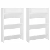 Vidaxl Stenska omara za čevlje 2 kosa bela 60x18x90 cm iverna plošča