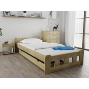 Postelja Naomi povišana 120 x 200 cm bor Posteljno dno: Z lamelnim dnom, Vzmetnica: Vzmetnica Somnia 17 cm