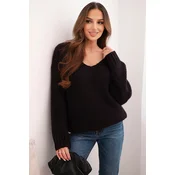 Kesi Włoski Womens sweater made of soft knit with a V-neck plum
