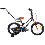 shumee Otroško kolo 16 palcev za fantka, krmilo, stranska kolesa, zvonec, Tiger Bike, črno, oranžno, Sun Baby