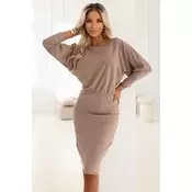 399-4 LARA Ribbed dress with cuffs - mocha mousse