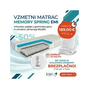 Vzmetna vzmetnica Memory Spring EMI 90x200 + Set za spanje BREZPLAČNO