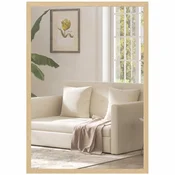 HOMCOM Ogledalo za kopalnico pravokotno s kavlji, ogledalo za spalnico iz stekla in MDF, 50x70 cm, barva lesa