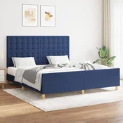 Greatstore Posteljni okvir z vzglavjem moder 160x200 cm blago