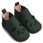 liewood® otroški usnjeni copatki panda hunter green