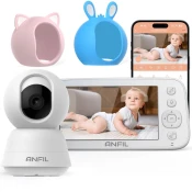 ANFIL ANFIL Otroški Video Monitor s Kamero – 5 Zaslon, Nočni Vid, Dvosmerni Zvok, Senzor Temperature, VOX Način, Kamera za Nadzor Dojenčka brez WiFi, Brezžična Notranja Kamera, Baby Monitor