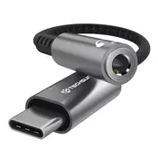 USB-C v AUX 3.5mm audio kabel Techsuit SonicPiX AC14 3A, DAC čip, digitalni dekoder, 0.1m - siv