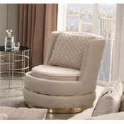 Casa Padrino luxury swivel armchair cream/gold 80 x 85 x H. 81 cm - Living room armchair with fine velvet - Living room furniture - Luxury furniture - Luxury furnishings