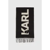 Šal z dodatkom volne Karl Lagerfeld K/ESSENTIAL črna barva, A4W33125