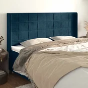 Uzglavlje s ušima tamnoplavo 203x16x118/128 cm baršunasto