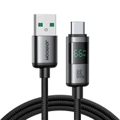 Joyroom Kabel z zaslonom USB-A - USB-C 66W 1,2 m - črn