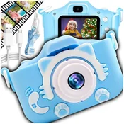 Digitalni fotoaparat za otroke z muckami Full HD 1080p + igre