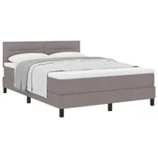 Vidaxl Postelja z vzmetnico z vzglavjem Taupe 160 x 200 cm blago