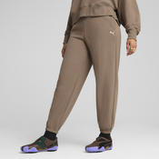 Womens Puma WARDROBE ESS Relaxed Sweatpants, Brown, Size XL, Women
