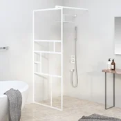 vidaXL Pregrada za tuš 80x195 cm ESG steklo bela