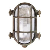 Moretti Luce Zunanja stenska svetilka Tortuga ovalna 17cm medeninasta antika/čista - Pomorski - starinska medenina, prozorna - Kovina