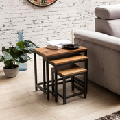 Bruxxi Kava miza Alea (SET 3), 45 cm, masiv Sheesham