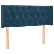Vidaxl Vzglavje z ušesi temno modro 93x16x78/88 cm žamet