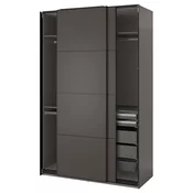 PAX / MEHAMN Kombinacija garderobera, tamnosiva/dvostrano tamnosiva, 150x66x236 cm