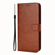 GS Ovitek za Xiaomi Poco X6 Pro 5G, denarnica Crazy Horse, rjava