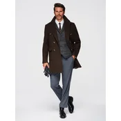 Ombre Mens coat with asymmetrical fastening and high collar - light brown