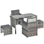 Homestar Vrtna jedilna garnitura za 4 osebe ratan 120x60x75 cm siva