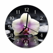tulup.si Steklena okrogla ura Orhideja fi 30 cm