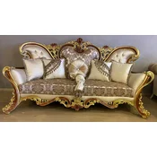Casa Padrino luxury baroque sofa cream/silver/brown/gold/brown - Magnificent living room sofa - Baroque style living room furniture - Luxury furniture in baroque style - Baroque furniture