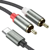 AUDIO Mos Lightning na 2x RCA kabel 1m
