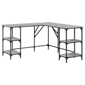 Vidaxl Pisalna miza siva sonoma 139x139x75 cm inženirski les