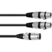 Omnitronic Omnitronic 30225210 XLR adapterski kabel [1x XLR vtič 3-polni - 2x XLR vtičnica 3-polna] 1.50 m črna, (20428069)