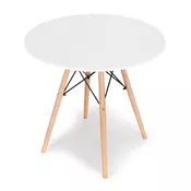 BOLZZ Trpezarijski sto Torino, Okrugli, 80cm, Beli