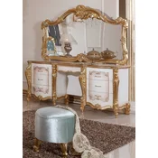 Casa Padrino luxury baroque bedroom set white/brown/gold/turquoise - 1 Baroque Make Up Dresser & 1 Baroque Mirror & 1 Baroque Stool - Baroque Bedroom Furniture - Noble & Magnificent