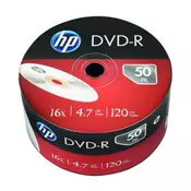 HP DVD-R, DME00070-3, 4.7GB, 16x, bulk, 50-pack, bez mogućnosti printanja, 12cm, za arhiviranje podataka