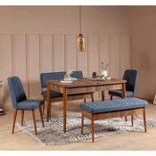 Aberto Design Set trpezarijski sto, 2 trpezarijske stolice i 2 klupe Vina Walnut Orah