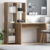vidaXL Miza s polico artisan hrast 138.5 x 55 x 143 cm Konstruiran les