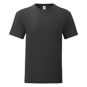 Black mens t-shirt in combed cotton Iconic with Fruit of the Loom sleeve