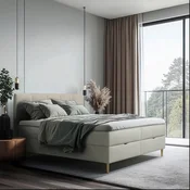 MID.YOU POSTELJA Z VZMETNICO 140 cm  x 200 cm , les, tekstil, leseni material bež