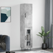Vidaxl Visoka omara betonsko siva 34,5x34x180 cm inženirski les